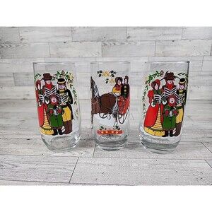1983 Pepsi Glass Set VINTAGE Christmas Carol Drinking Cups Holiday Collectibles